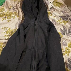 TNA Cozy Fleece Black Hoodie (slightly cropped)